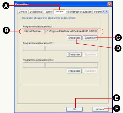 PANASONIC PHOTOFUNSTUDIO 3.0 HD EDITION - Pour enregistrer (supprimer) des applications depuis la fenêtre de paramétrage - 1