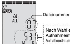 XP MONO AI ALL Dateinummer 531 M D Nach Wahl e Aufnahmeint Aufnahmedatum