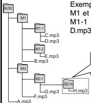 PANASONIC RRUS551 - Arborescence des dossiers et fichiers dans le dossier MUSIC (exemple) - 1