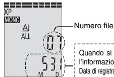 XP MONO AJ ALL Numero file M D Quando si l'informazio Data di regirata Tempo di minio