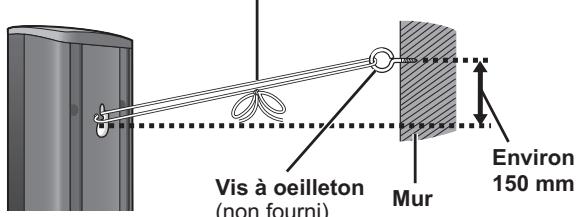 Vis à oeilleton (non fourni) Mur Environ 150 mm