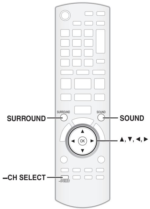 SURROUND SOUND SOUND OK ▲,▼,◄,► -CH SELECT -CH SELECT