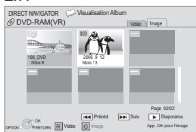 DIRECT NAVIGATOR DVD-RAM(VR) Visualisation Album Video Image 106 DVD Nbr 8 205.9.13 Nbr 13 000 000 000 000 000 000 000 000 000 000 000 000 000 000 000 000 000 000 000 000 000 000 000 000 000 001 OK RETURN Video Privoted Suiki Diaporama App. OK pour Image