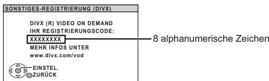 PANASONIC SC-PT570 - Anzeigen des Registrierungscodes des Geräts - 1