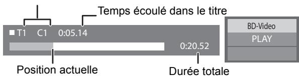 Temps écoulé dans le titre T1 C1 0:05.14 0:20.52 Position actuelle Durée totale BD-Video PLAY