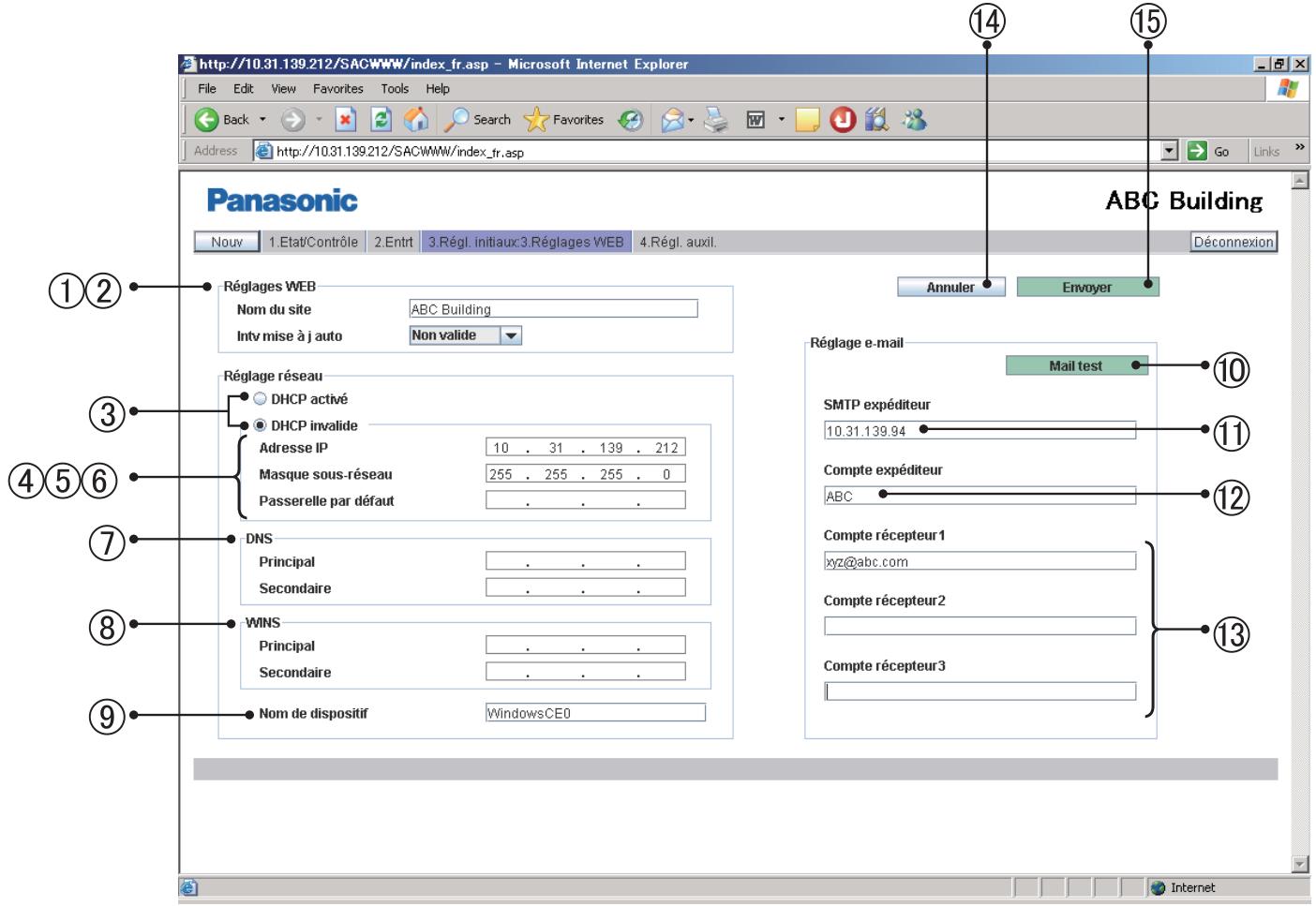 PANASONIC CZ-CWEBC2 - Réglages WEB - 1
