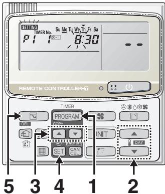 5 3 4 1 2 5 3 4 1 2 TIMER No. Su Mo Tu We Tu Fr Sa P: 1 8:30 REMOTE CONTROLLER-95 TIMER PROGRAM INIT SET CAN CEN