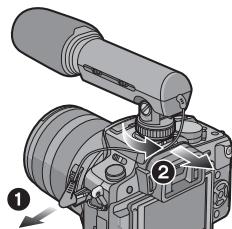 PANASONIC DMW-MS1E - Faites glisser le microphone sur la griffe porte-accessoires de l'appareil photo jusqu'à ce qu'il soit complètement inséré. - 4