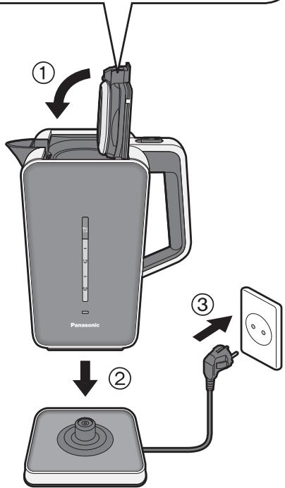 PANASONIC NC-ZK1 - Fermez le couvercle, placez la bouteille sur la base de puissance et branchez la prise. - 1