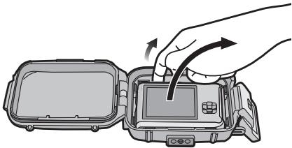 PANASONIC DMWMCFT5PP - Abra la parte trasera del estuche para quitar la cámara digital. - 1