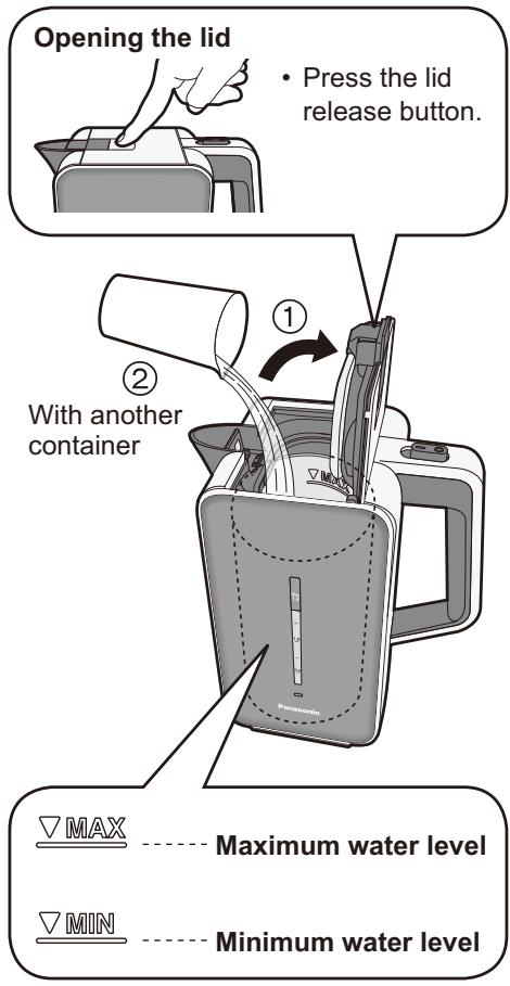 PANASONIC NC-DK1WXE - Open the lid and fill with water. - 1