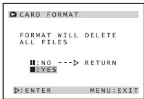 PANASONIC PVGS16 - Set [PICTURE PLAYBACK MENU] >> [EDITING] >> [CARD FORMAT] >> [YES]. - 2