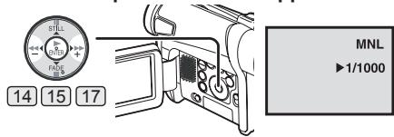 PANASONIC PVGS16 - Press the [ENTER] Button 15 until the Shutter Speed Indication appears. - 1
