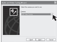 PANASONIC PVGS35 - Select [USB Video Device] in the [Camera] menu. - 1