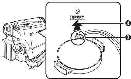 PANASONIC PVGS35 - Use projection ③ on the Lens Cap to press the [RESET] Button ④. - 1