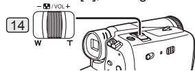 PANASONIC PVGS35 - Push the [-☐/VOL+] Lever 14 to adjust the volume. - 1