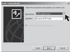 PANASONIC PVGS35 - Select [USB Audio Device] in the [Microphone] menu. - 1
