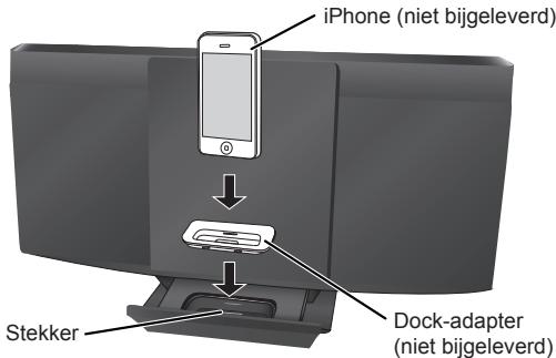 iPhone (niet bijgeleverd) Stekker Dock-adapter (niet bijgeleverd)