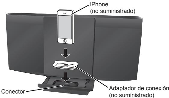 iPhone (no suministrado) Conector Adaptador de conexión (no suministrado)