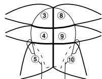 PANASONIC EH-HS95 - Teilen Sie das Haar am Hinterkopf von oben nach unten in sechs Strähnen. - 1
