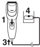 PANASONIC ER-GC20 - Utilizarea maşinii de tuns cu accesoriul pieptene - 1