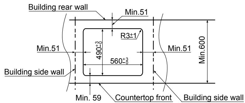 PANASONIC KY-B64BGBXD - Dimensions of countertop cutout - 2