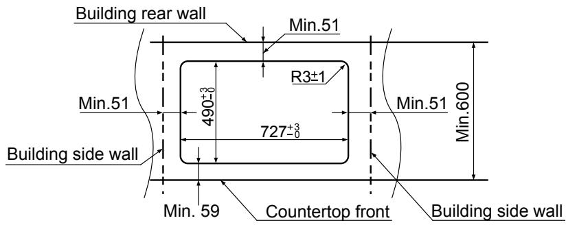 PANASONIC KY-B64BGBXD - Dimensions of countertop cutout - 1