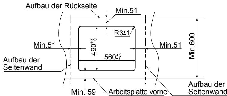 PANASONIC KY-B64BGBXD - Abmessungen des Arbeitsplatten-Ausschnits - 2
