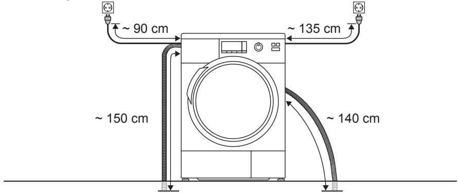 PANASONIC NH-P80S1 - Longueurs des tuyaux et du câble d'alimentation - 1