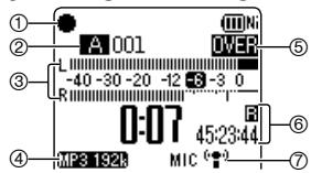 PANASONIC RR-XS400E - Screen display during recording: - 1