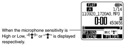 PANASONIC RR-XS410E - Switching microphone sensitivity - 1