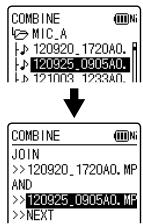COMBINE MIC_A 120920_1720A0. 120925_0905A0. 121003 1233A0. COMBINE JOIN >>120920_1720A0.MP AND >>120925_0905A0.MP >>NEXT