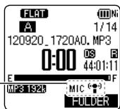 FLAT A 120920_1720A0.MP3 0:00 OS R 44:01:11 E MP3 192A MIC * FOLDER