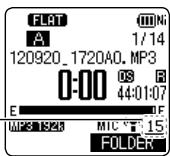 FLAT A 1/14 120920_1720A0.MP3 0:00 08 F 44:01:07 E MF5 1926 MIC T 15 FOLDER