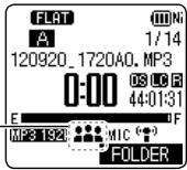 FLAT A 1/14 120920_1720A0, MP3 0:00 08 LC F 44:01:31 E F MP3 192 MIC (●) FOLDER