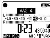 VAS 4 L -40 -30 -20 -12 -8 -3 0 R 0:23 43:59:40 MP3 192k MIC (●) VAS