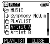 IN FLAT MUSIC Symphony No9. m PLAYLIST Artist A Artist B PLAYLIST CLOSE