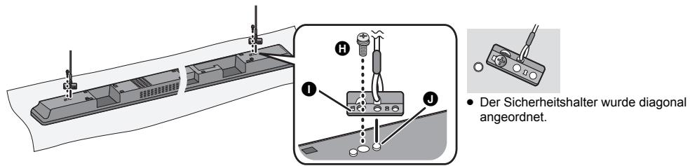 PANASONIC SC-HTB520 - Stellen Sie den Sicherheitsshalter mit dem angebrachten Seil (⇒ 11) so ein, dass er in die vorstehenden Teile greift und schrauben Sie den Sicherheitsshalter fest ein. - 1