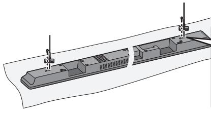 PANASONIC SC-HTB520 - Ajustez le support de sécurité avec la cordelette attachée (⇒ 11) pour qu'il s'adapte aux parties saillantes et vissez le support de sécurité solidement en place. - 1