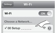 Settings Wi-Fi Wi-Fi ON Choose a Network... ✓ 00 Setup _______________