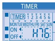 TIMER TIMER 1 2 3 4 5 6 MON TUE WEDTHU FRI SAT SUN ON ← H 15 OFF ←