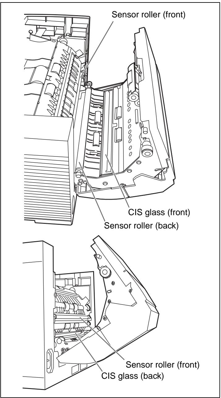 Sensor roller (front) CIS glass (front) Sensor roller (back) Sensor roller (front) CIS glass (back)