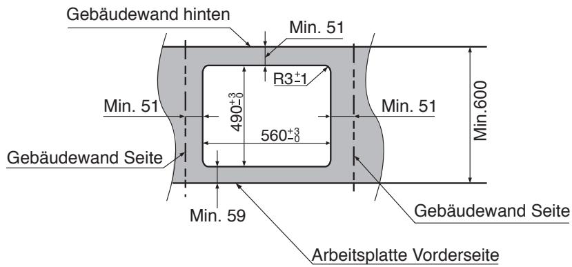 PANASONIC KYB615AB - Abmessungen des Arbeitsplattenausschnitts - 1