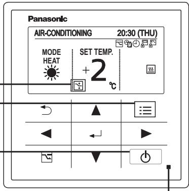 Panasonic AIR-CONDITIONING 20:30 (THU) MODE HEAT SET TEMP. + 2 °C