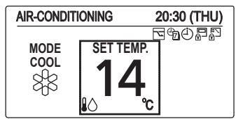 AIR-CONDITIONING 20:30 (THU) MODE COOL SET TEMP. 14 °C
