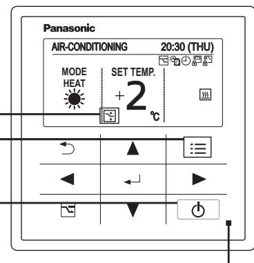 Panasonic AIR-CONDITIONING 20:30 (THU) MODE HEAT SET TEMP. +2 °C