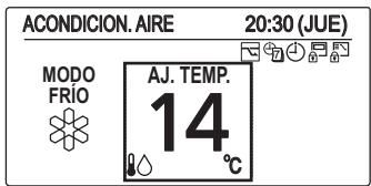 ACONDICION. AIRE 20:30 (JUE) MODO FRÍO AJ. TEMP. 14 °C