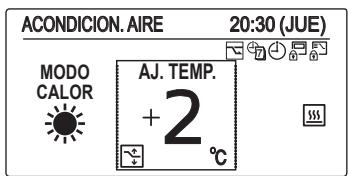 ACONDICION. AIRE 20:30 (JUE) MODO CALOR AJ. TEMP. +2 °C