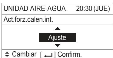 UNIDAD AIRE-AGUA 20:30 (JUE) Act.forz.calen.int. Ajuste ♦ Cambiar [ ← ] Confirm.
