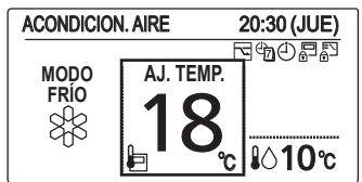 ACONDICION. AIRE 20:30 (JUE) MODO FRIO AJ. TEMP. 18 °C 10°C